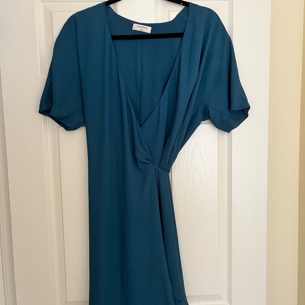 Babaton Teal Midi Wrap Dress